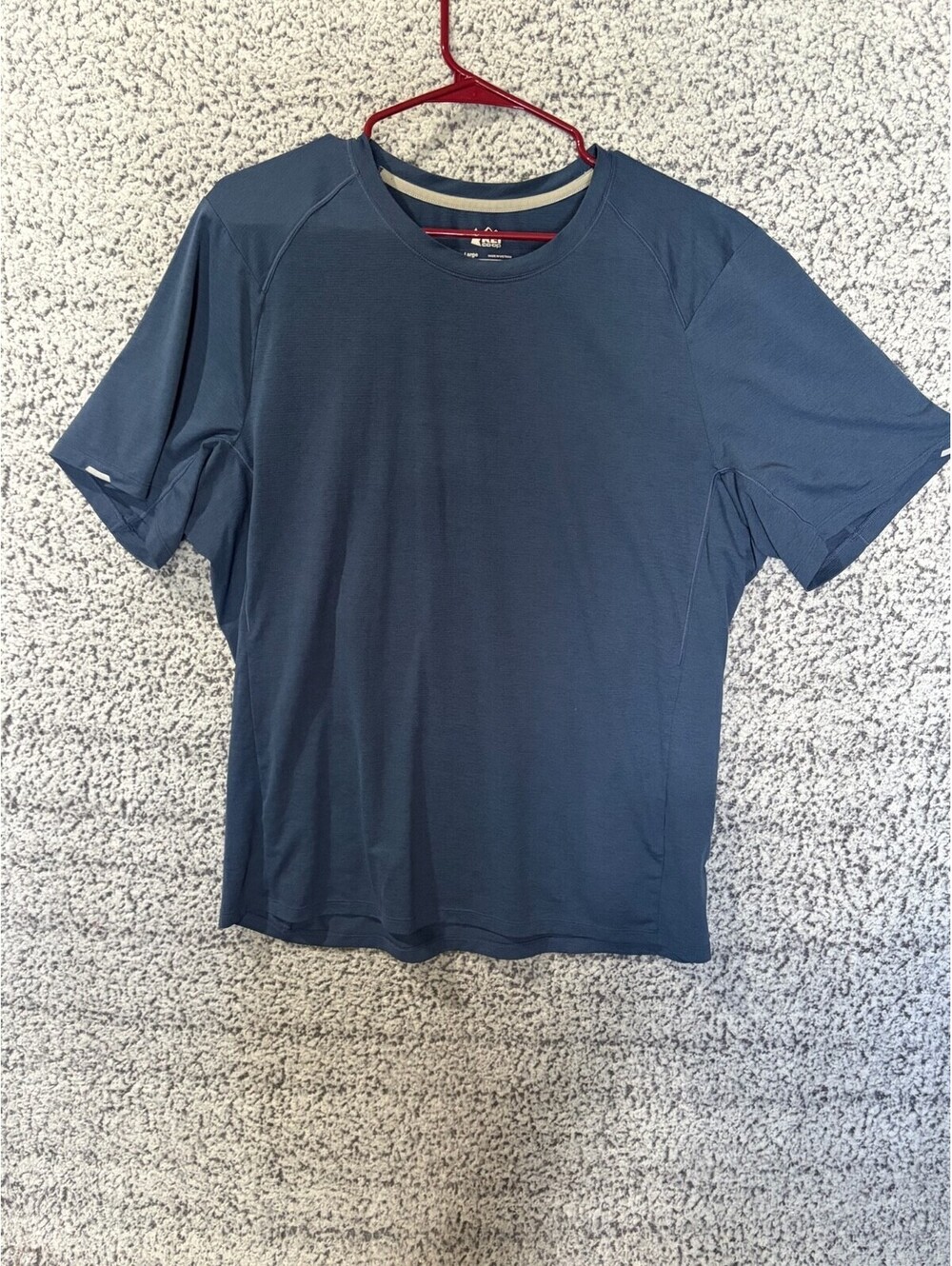 REI Co-Op T Shirt Mens L Blue Short Sleeve Stretch Hiking Workout Active Outdoor